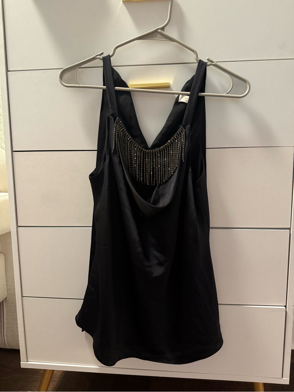 Ramy Brook Silk and Rhinestone Fringe Tank